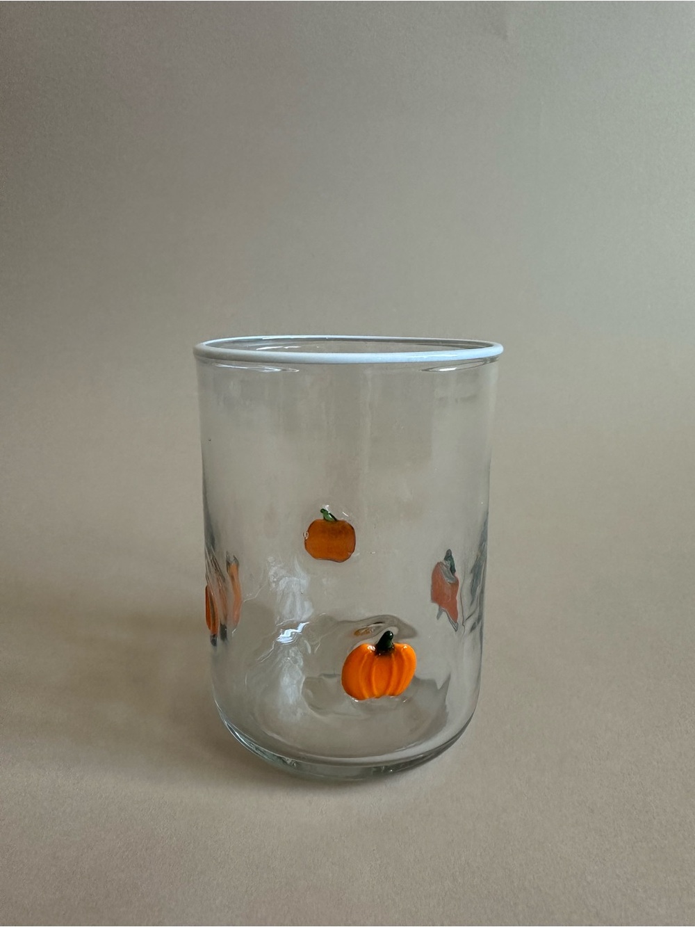 Anthropologie Icon Juice Drinking Glass Pumpkin Pattern 14oz Autumn Collectible